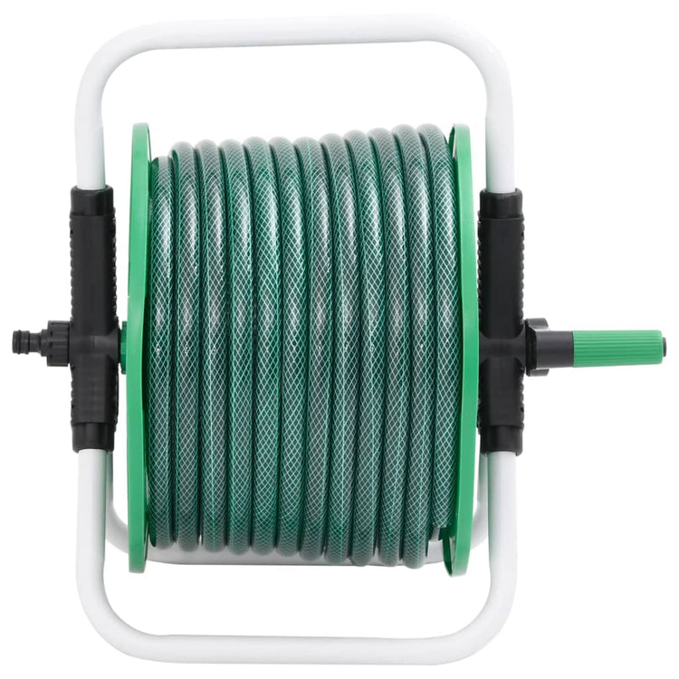 Enrouleur de tuyau autoportant Vidaxl avec tuyau PVC vert de 20 m