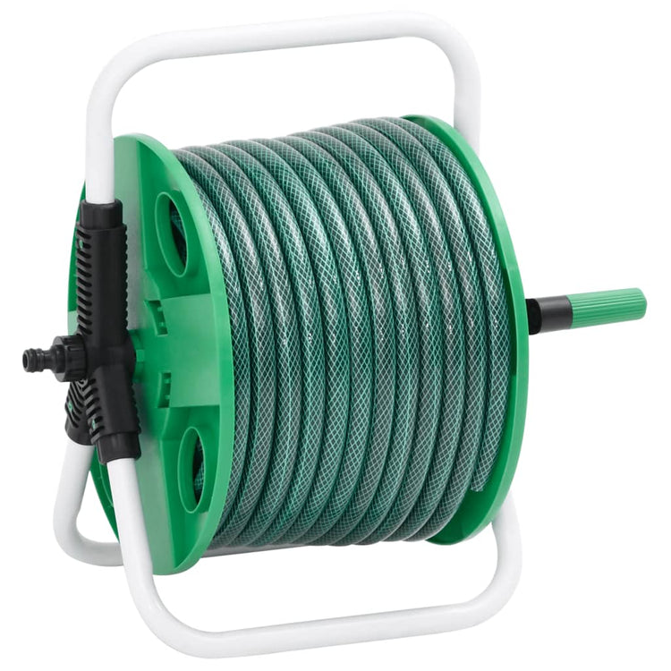 Enrouleur de tuyau Vidaxl avec tuyau de 30 m sur pied PVC vert