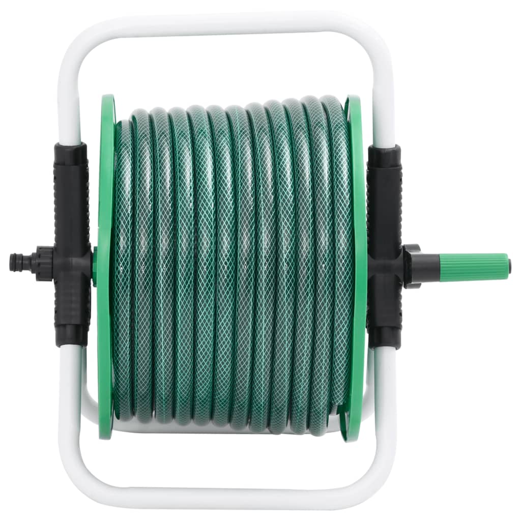 Enrouleur de tuyau Vidaxl avec tuyau de 30 m sur pied PVC vert