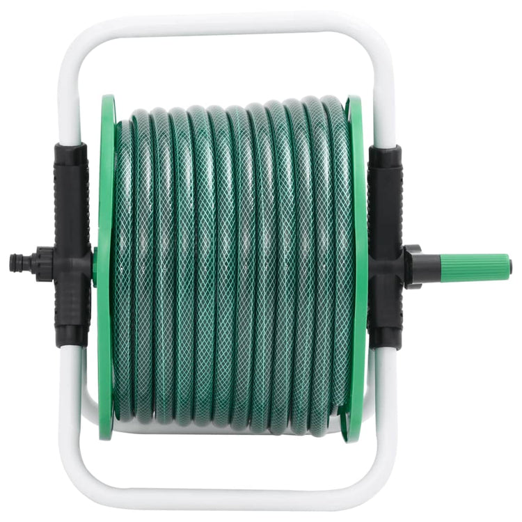 Enrouleur de tuyau Vidaxl avec tuyau de 30 m sur pied PVC vert