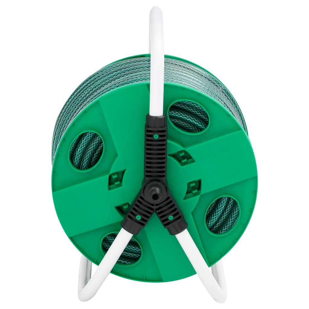 Enrouleur de tuyau Vidaxl avec tuyau de 30 m sur pied PVC vert