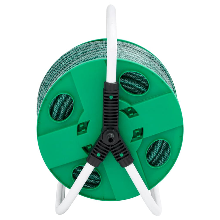 Enrouleur de tuyau Vidaxl avec tuyau de 30 m sur pied PVC vert