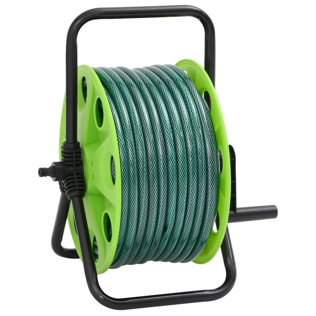 Enrouleur de tuyau autoportant Vidaxl avec tuyau PVC vert de 20 m