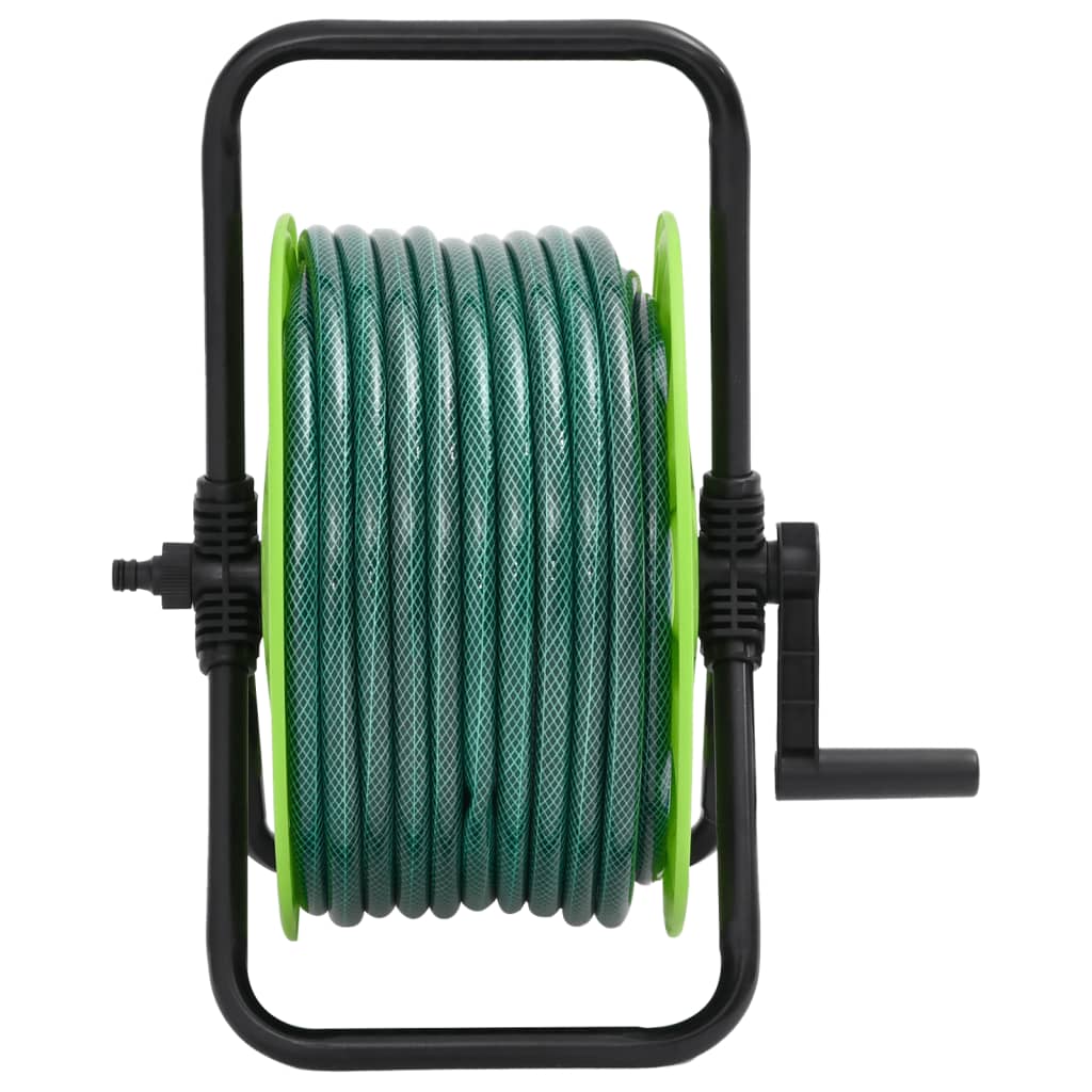 Enrouleur de tuyau autoportant Vidaxl avec tuyau PVC vert de 20 m
