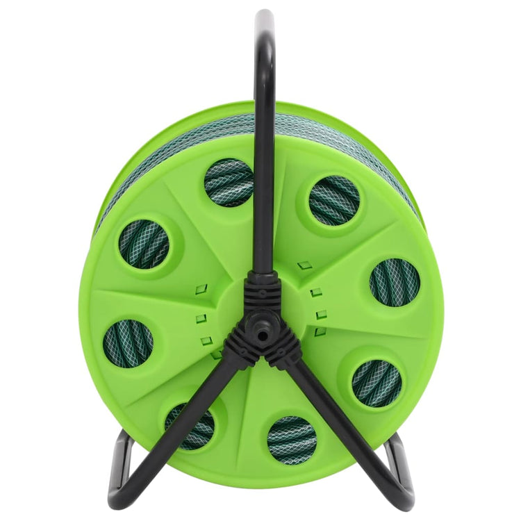 Enrouleur de tuyau autoportant Vidaxl avec tuyau PVC vert de 20 m