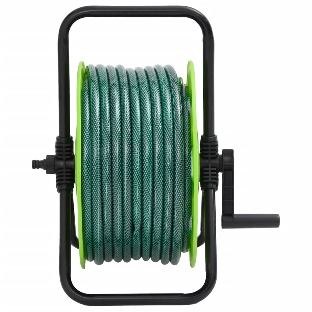 Enrouleur de tuyau Vidaxl avec tuyau de 30 m sur pied PVC vert