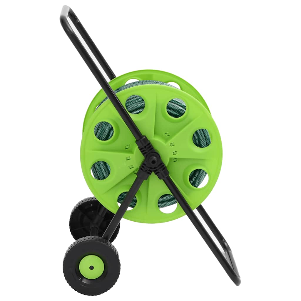 VidaXL chariot enrouleur de tuyau et kit de raccord de tuyau 0,5 autoportant 50 m PVC vert
