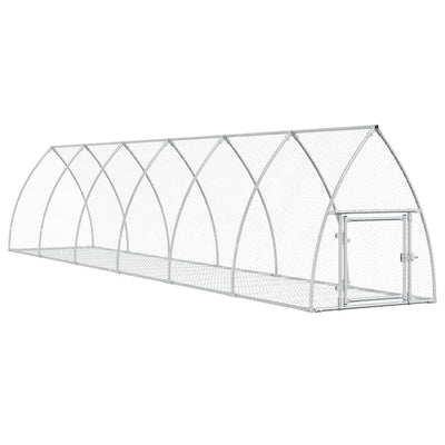 Vidaxl Rabbit Hutch 600x105x120 cm en acier galvanisé en argent de couleur