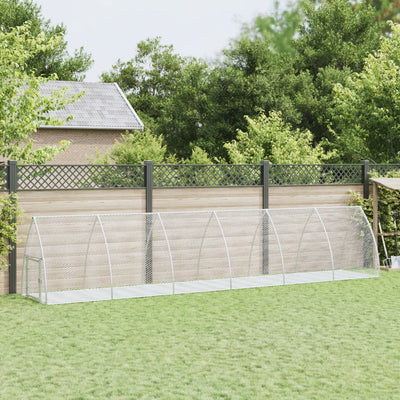 Vidaxl Rabbit Hutch 600x105x120 cm en acier galvanisé en argent de couleur