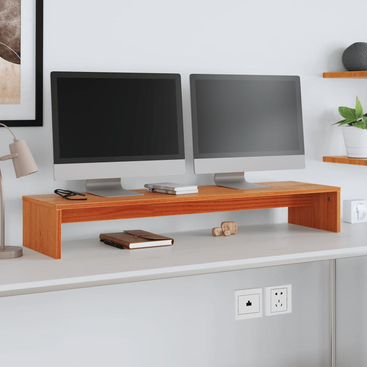 Vidaxxl support pour écran 100x27x15 cm pin massif, marron lavé