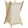 Panier à laverie Vidaxl 41.5x36x63,5 cm Crème de bambou blanc