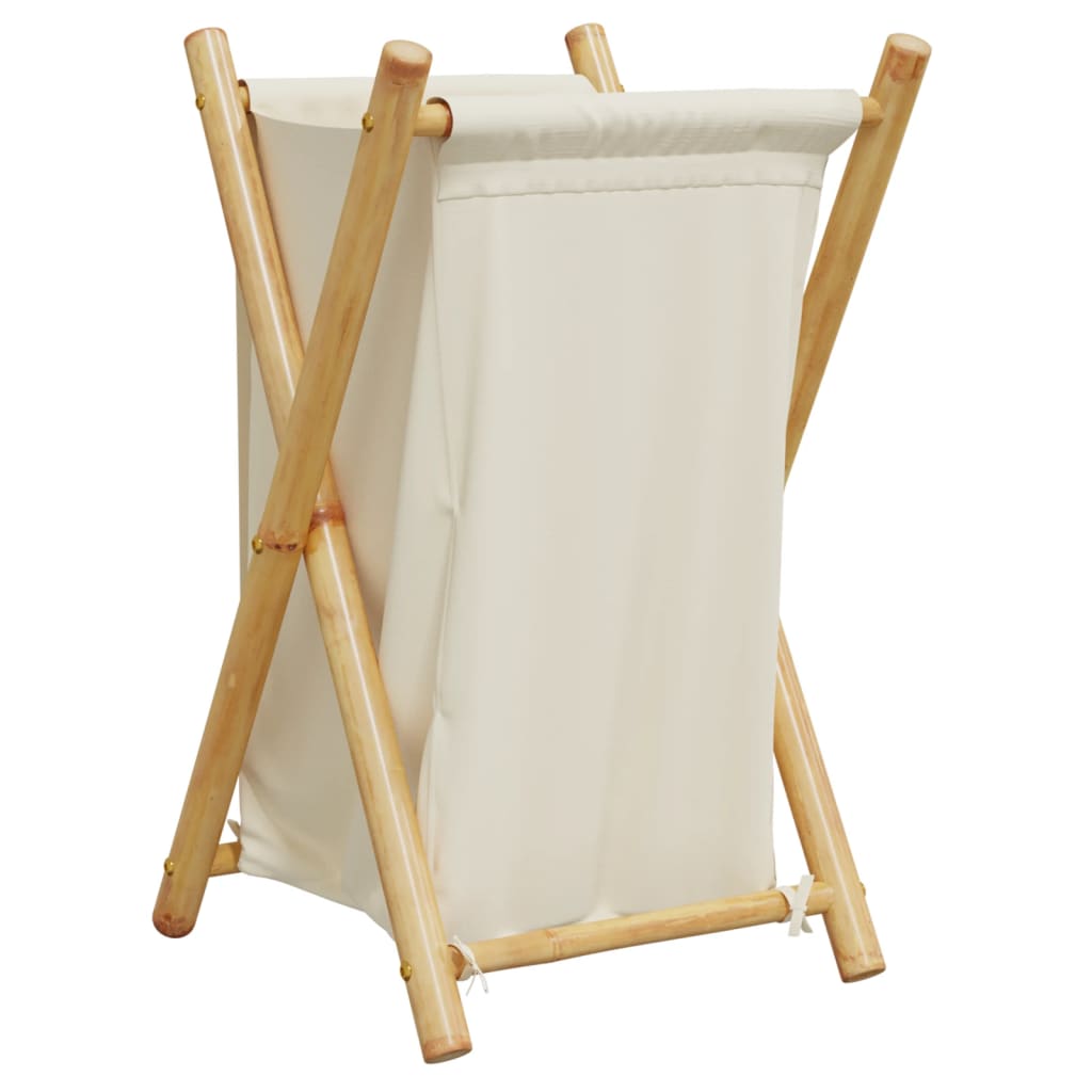 Panier à laverie Vidaxl 41.5x36x63,5 cm Crème de bambou blanc