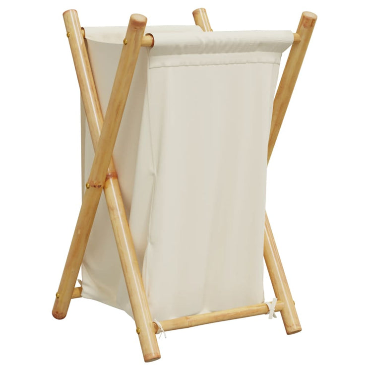 Panier à laverie Vidaxl 41.5x36x63,5 cm Crème de bambou blanc