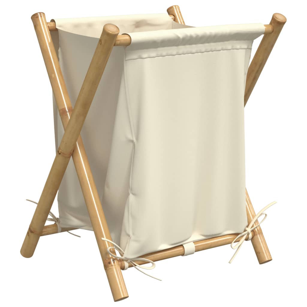 Panier à laverie Vidaxl 45x55x63,5 cm Bamboo crème blanche