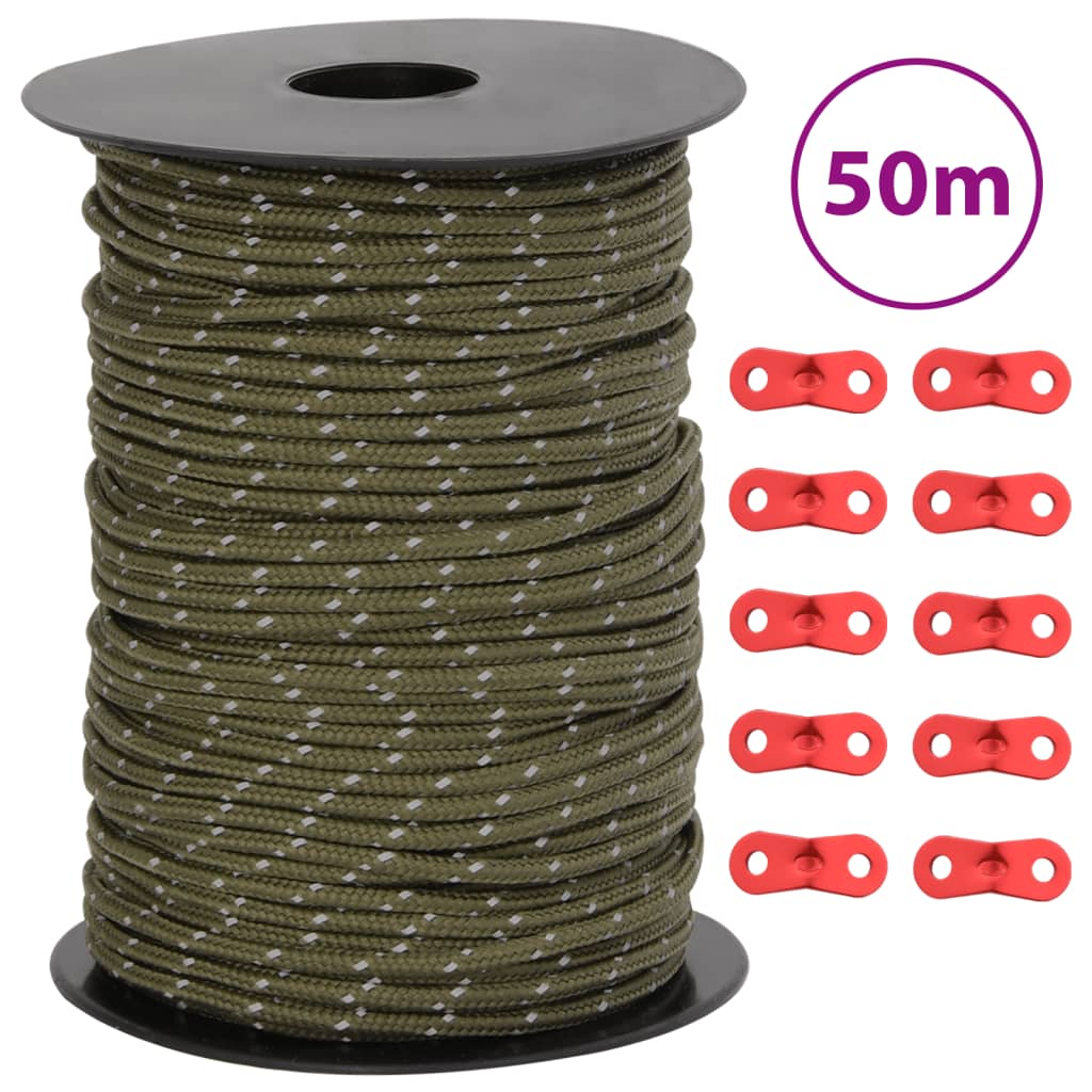 Vidaxl Tentscheerlijn avec des bandes dessinées et des clés réfléchissantes 50 m 3 mm