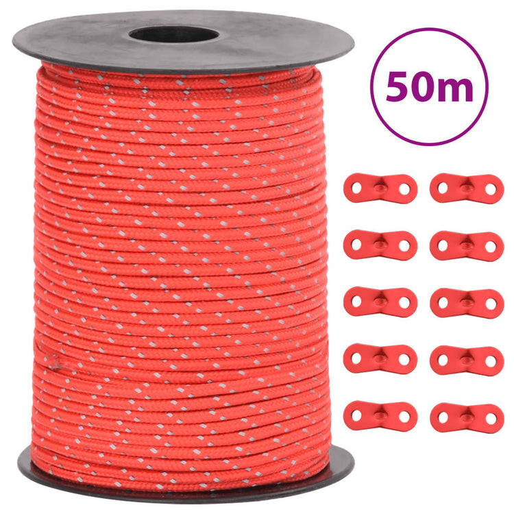 Vidaxl Tentscheerlijn avec des bandes dessinées et des clés réfléchissantes 50 m 3 mm