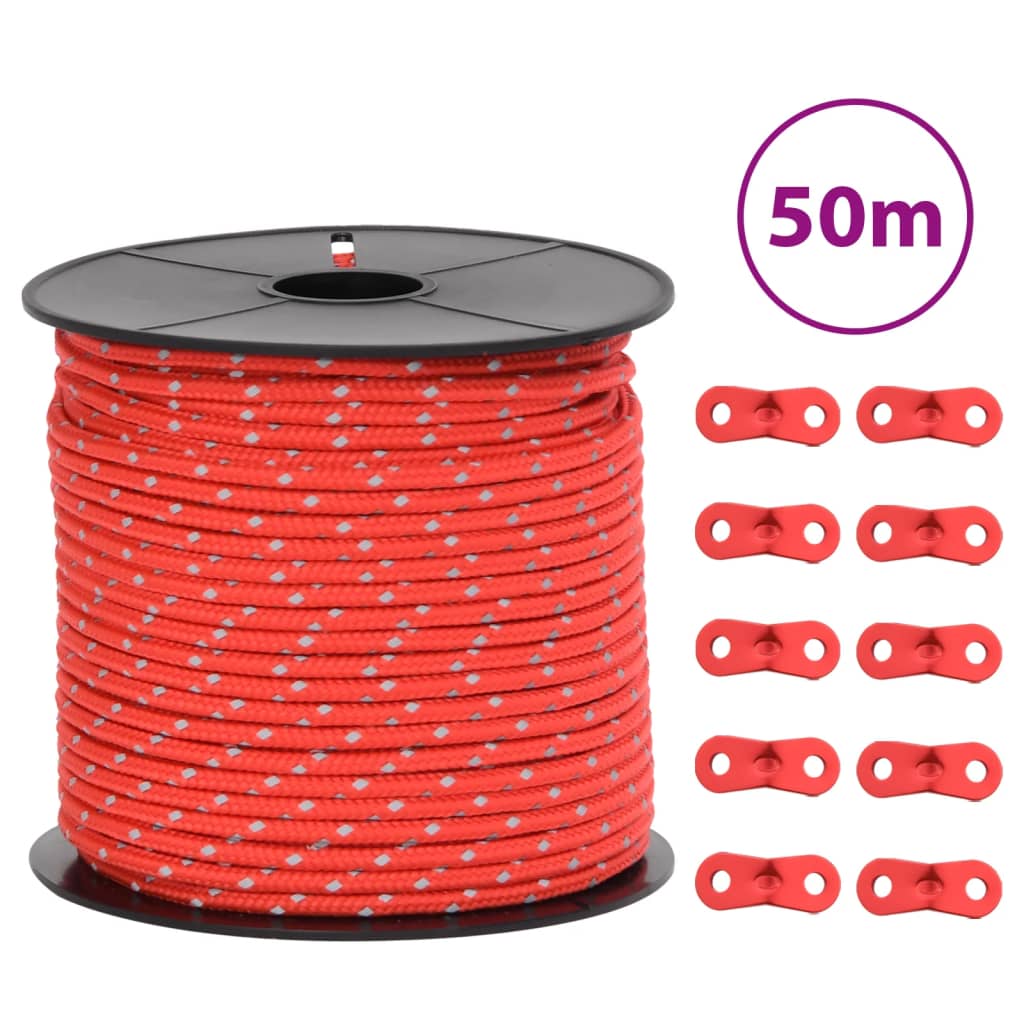 Vidaxl Tentscheerlijn avec des bandes dessinées et des clés réfléchissantes 50 m 4 mm