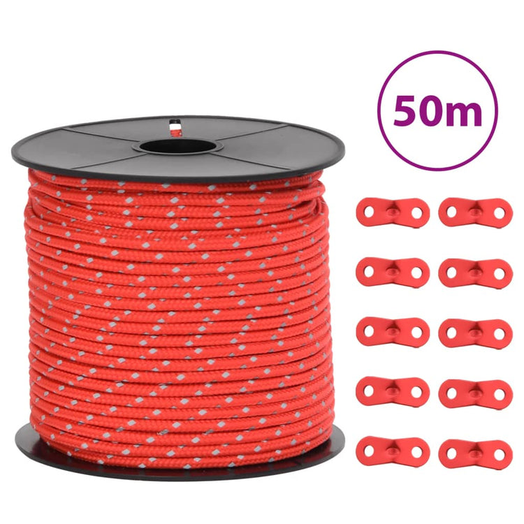 Vidaxl Tentscheerlijn avec des bandes dessinées et des clés réfléchissantes 50 m 4 mm