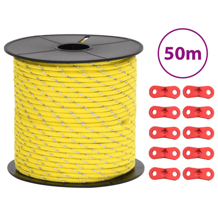 Vidaxl Tentscheerlijn avec des bandes dessinées et des clés réfléchissantes 50 m 4 mm