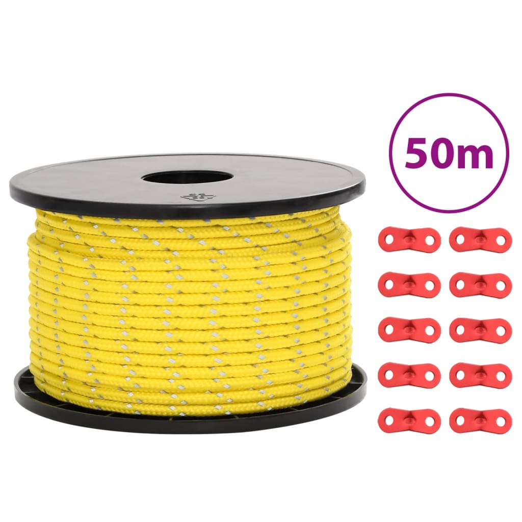 Vidaxl Tentscheerlijn avec des bandes dessinées et des clés réfléchissantes 50 m 5 mm