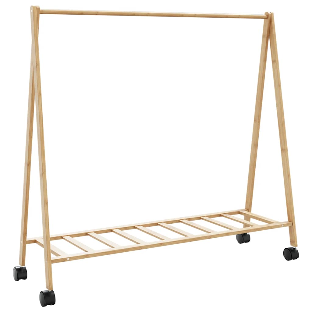 Rack de vêtements Vidaxl avec étagères et roues 106x34x106,5 cm de bambou