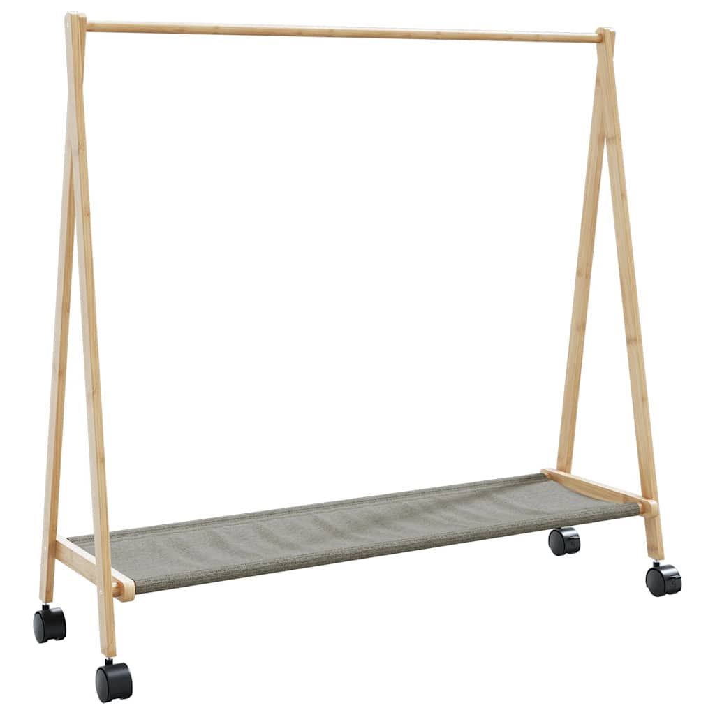 Rack de vêtements Vidaxl avec étagères et roues 106x34x106,5 cm de bambou