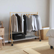 Rack de vêtements Vidaxl avec étagères et roues 106x34x106,5 cm de bambou - afbeelding 2