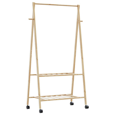 Rack de vêtements Vidaxl avec étagères et roues 96x45.5x155,5 cm de bambou
