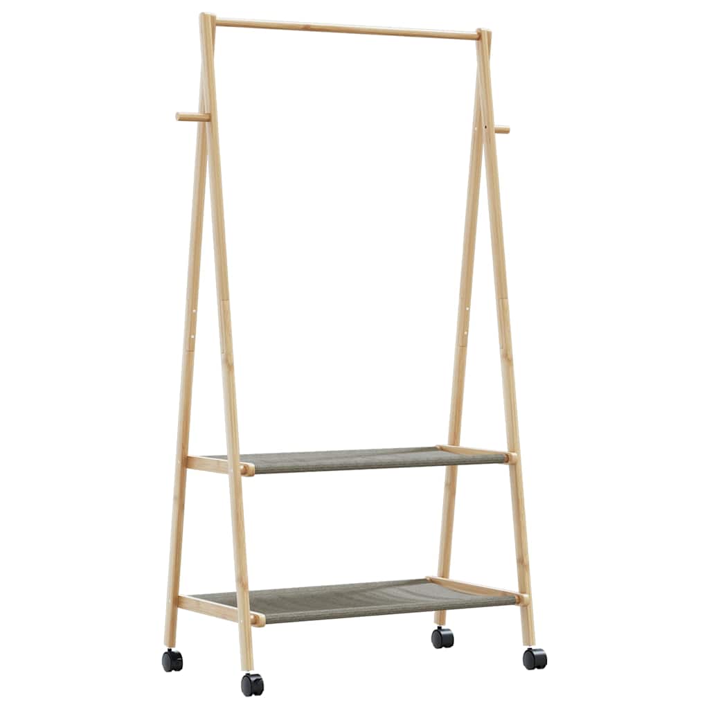 Rack de vêtements Vidaxl avec étagères et roues 96x45.5x155,5 cm de bambou