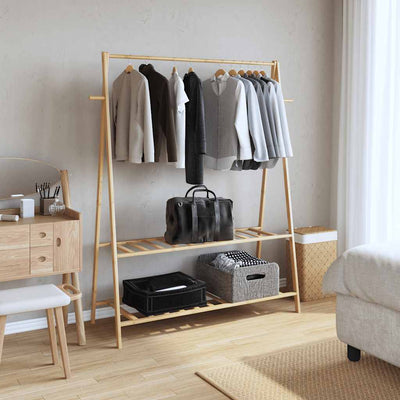 Rack de vêtements Vidaxl avec étagères 132x45.5x150,5 cm de bambou