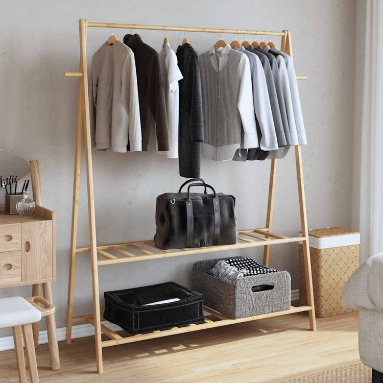 Rack de vêtements Vidaxl avec étagères 132x45.5x150,5 cm de bambou