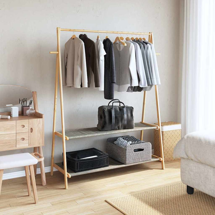 Rack de vêtements Vidaxl avec étagères 132x45.5x150,5 cm de bambou