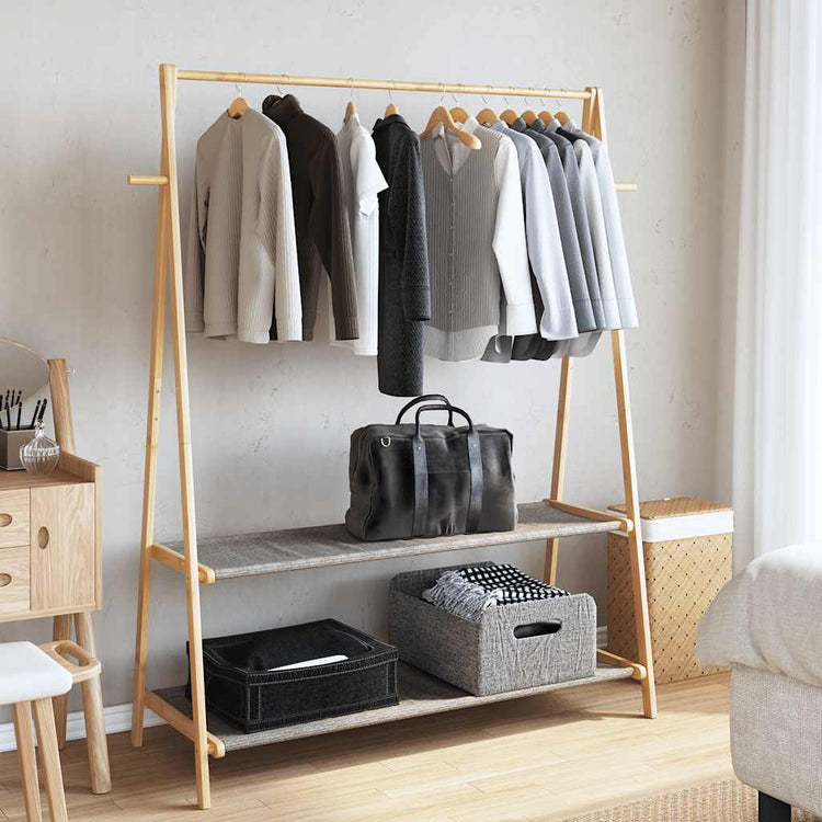 Rack de vêtements Vidaxl avec étagères 132x45.5x150,5 cm de bambou