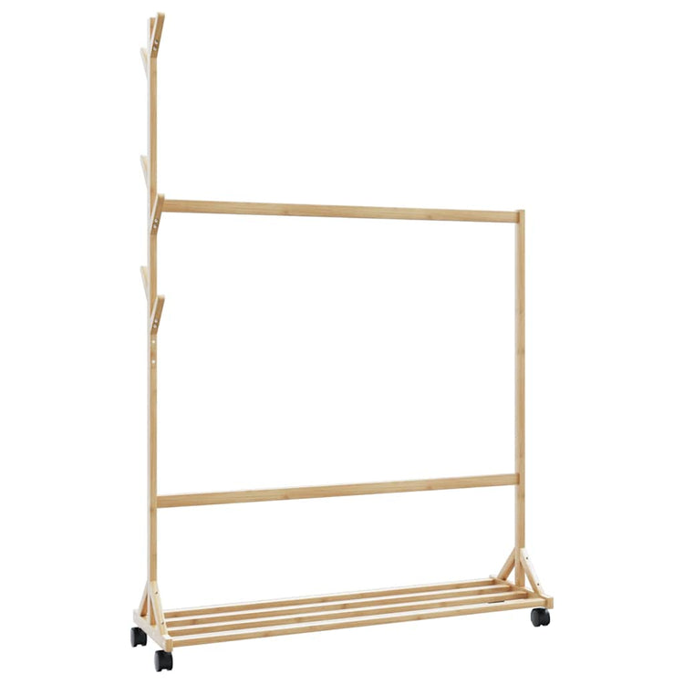Rack de vêtements Vidaxl avec crochets et roues 100x35x157 cm de bambou