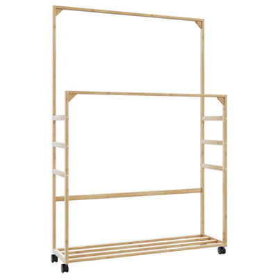 Rack de vêtements Vidaxl avec étagères et roues 90x35x155 cm de bambou