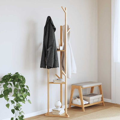 Rack de couche Vidaxl avec crochets et étagères 39x33x166 cm de bambou