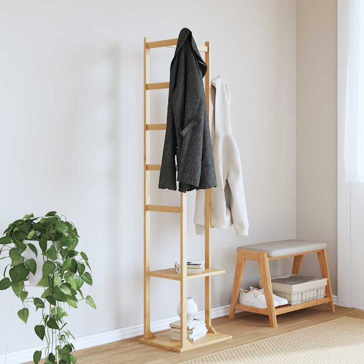 Rack de couche Vidaxl avec crochets et étagères 38,5x30x156 cm de bambou