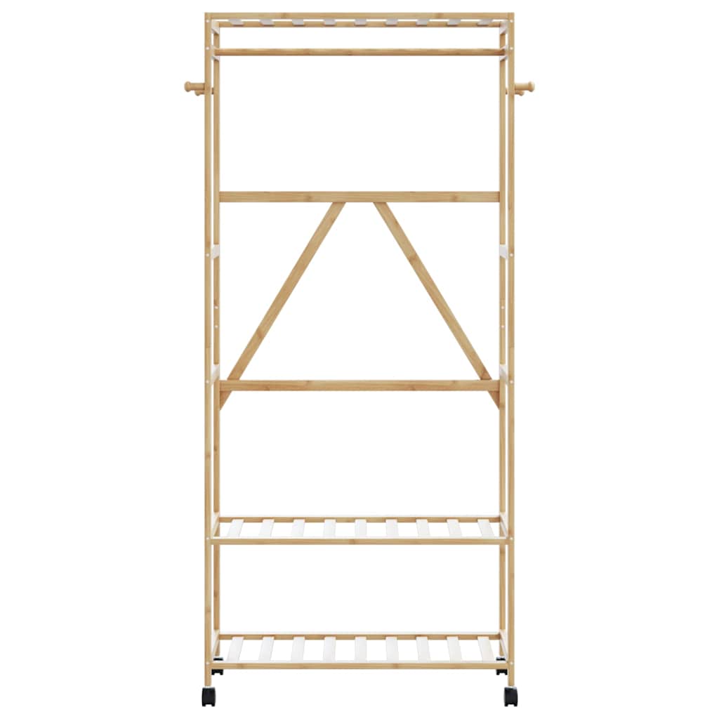 Vidaxx portant à vêtements avec étagères et roulettes 90x40x179,5 cm bambou