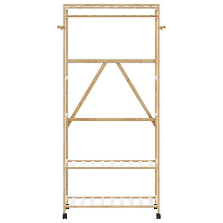 Vidaxx portant à vêtements avec étagères et roulettes 90x40x179,5 cm bambou