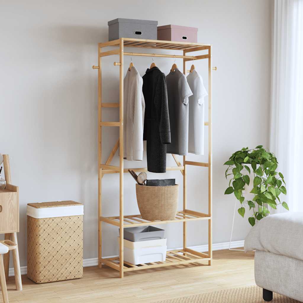 Vidaxx portant à vêtements avec étagères 80x40x175 cm bambou