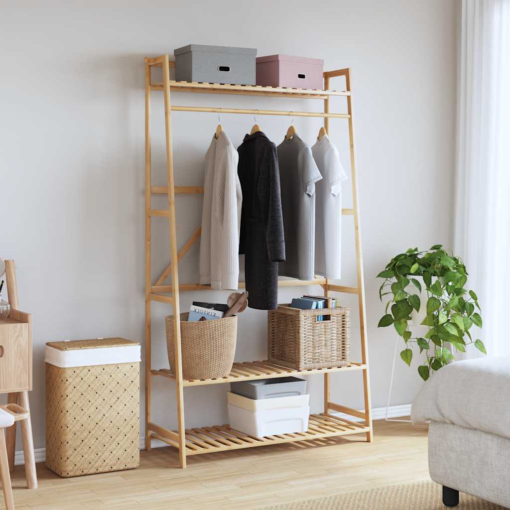 VidaXL portant à vêtements avec étagères 110x40x180 cm bambou