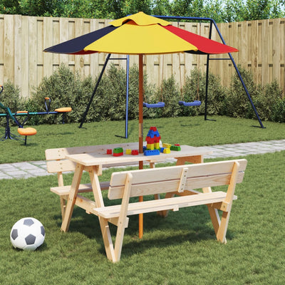 Vidaxl parasol pour les enfants avec un poteau en bois Ø120x140 cm