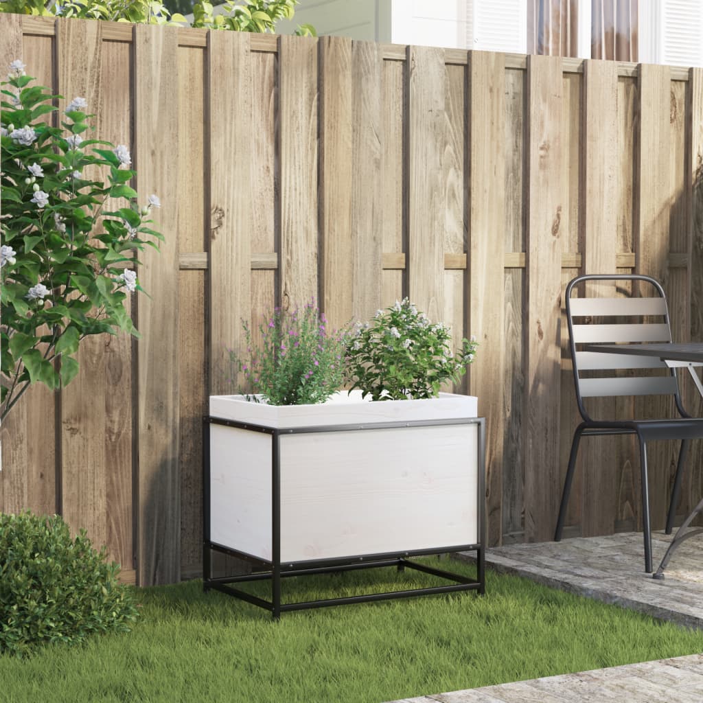 Boîte de planification Vidaxl 60x40x50 cm Pine solide blanc