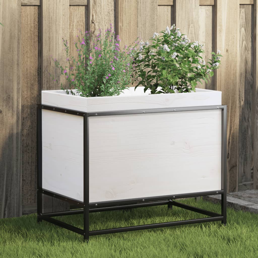 Boîte de planification Vidaxl 60x40x50 cm Pine solide blanc