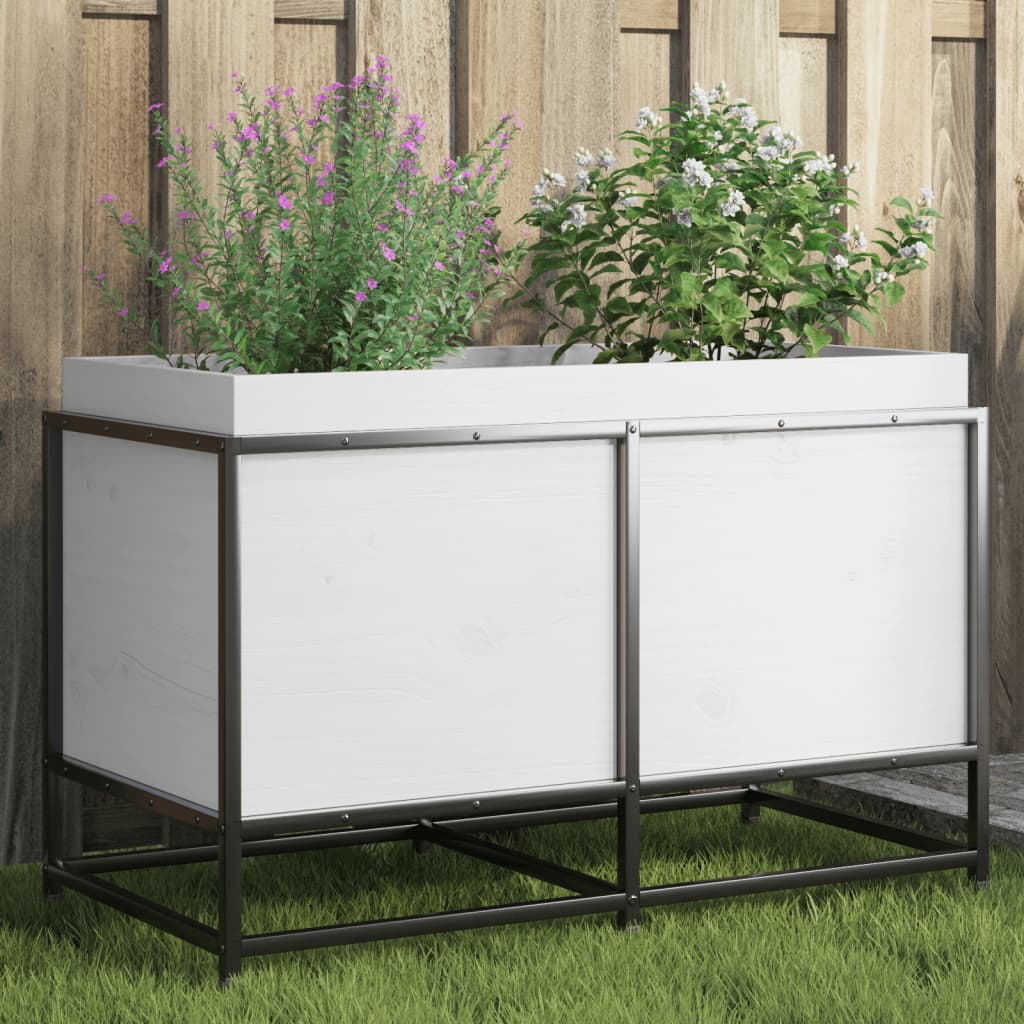 Boîte de planification Vidaxl 80x40x50 cm Pine solide blanc