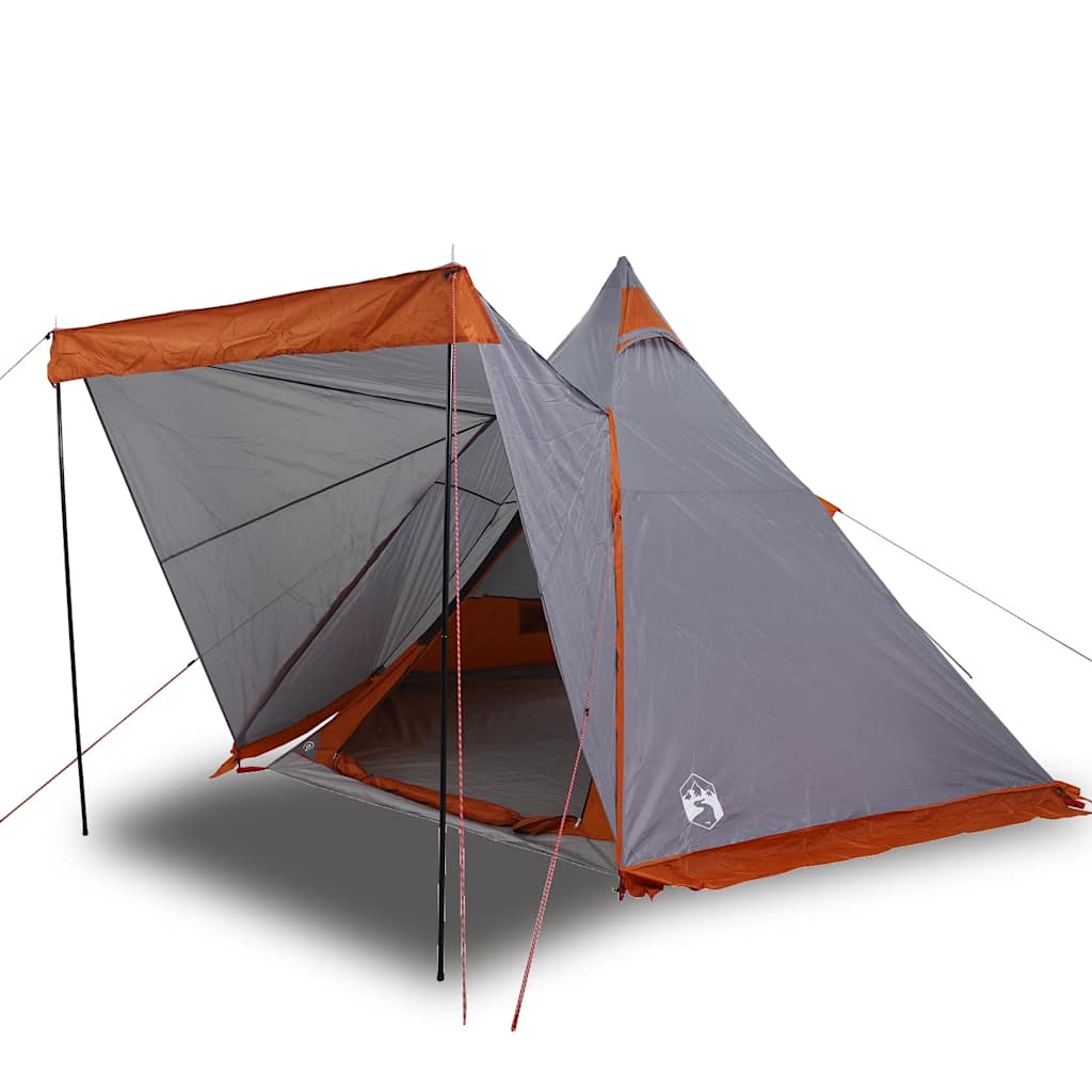 Tente tipi Vidaxl 6 personnes imperméable gris et orange