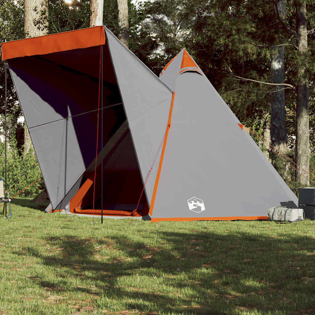 Tente tipi Vidaxl 6 personnes imperméable gris et orange