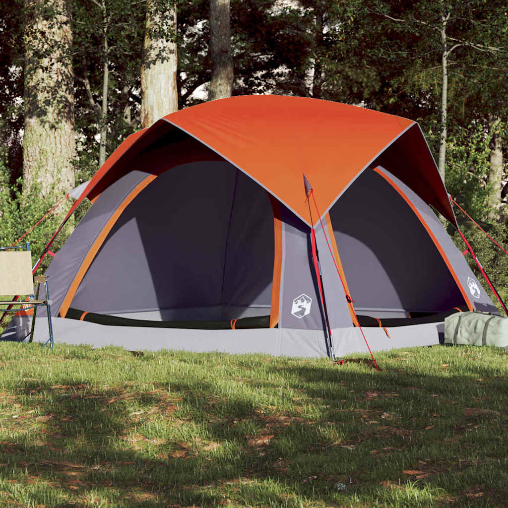 Vidaxl Tent à 4 personnes étanche gris et orange