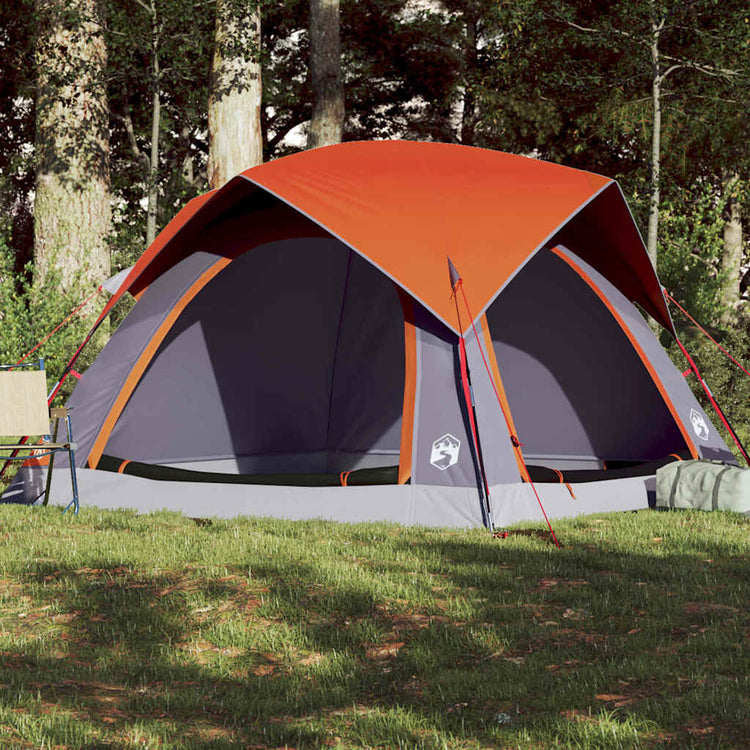 Vidaxl Tent à 4 personnes étanche gris et orange