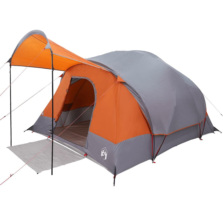 Tente tunnel VidaXL 8 personnes imperméable gris et orange